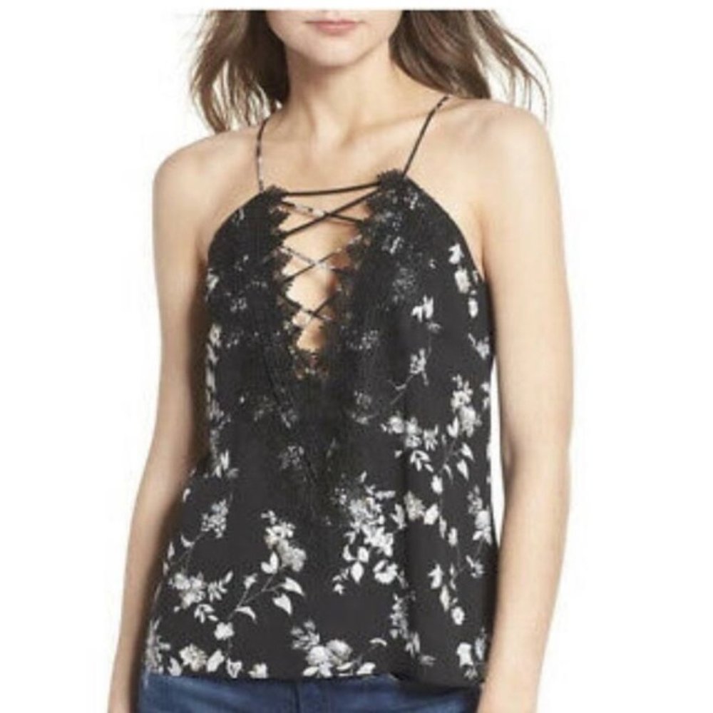 Lace up floral top